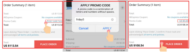 apply coupon on mobile app