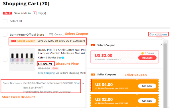 aply promocode on shopping cart