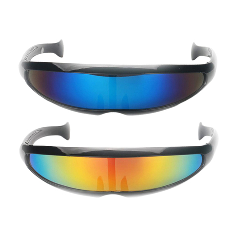 Pack of 2 Novelty Futuristic Cyclops Mirrored Sunglasses Costume Glasses for Adults Kids ► Photo 1/6