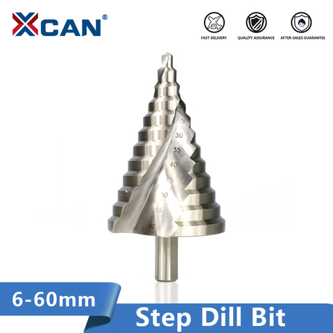 XCAN Step Drill Bit 1pc 6-60mm Spiral Groove Wood Metal Hole Cutter HSS Round Shank Step Cone Drill Bit ► Photo 1/6