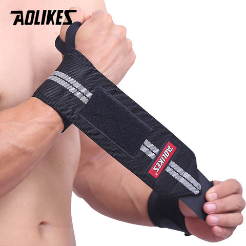 AOLIKES 1 Pair Wristband Wrist Support Weight Lifting Gym Training Wrist Support Brace Straps Wraps Crossfit Powerlifting ► Photo 1/6