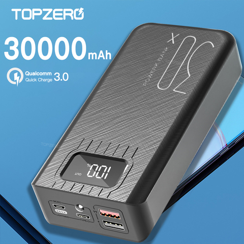 Power Bank 30000mah Typec Micro Usb C Powerbank Led Display Portable  External Battery Charger 30000 Mah For Iphone Xiaomi Tablet - Power Bank -  AliExpress