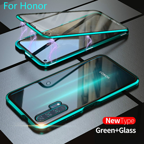 Magnetic Metal Case for Honor 20i 10 lite 9X 20 pro X10 8X 30s huawei P20 P30 lite P40 pro Double Glass 360 Protector Cover ► Photo 1/6