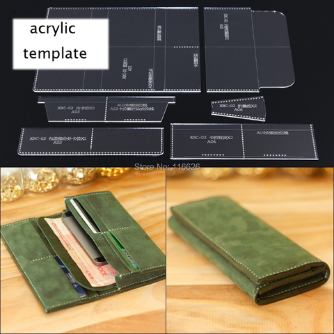 DIY leather craft women folded wallet acrylic template pattern stencil 20x9x2cm ► Photo 1/1