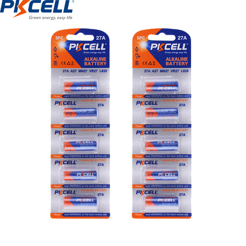10Pcs/2card 27A 12V Battery MN27 27A A27 L828 Battery For Doorbell Alkaline Batteries Remote Control Flshalight PKCELL ► Photo 1/6