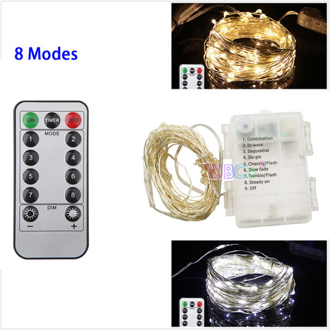 Christmas LED String Light 5M 10M 50/100 LEDs Silver Wire Fairy Garland Waterproof With 8 Modes Remote Battery/USB Powered ► Photo 1/6