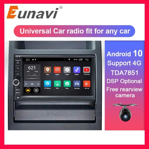 Eunavi 2 Din 7'' Universal Android Car radio audio auto GPS multimedia Player 4G WIFI Navigation Touch screen Subwoofer USB DSP ► Photo 1/6