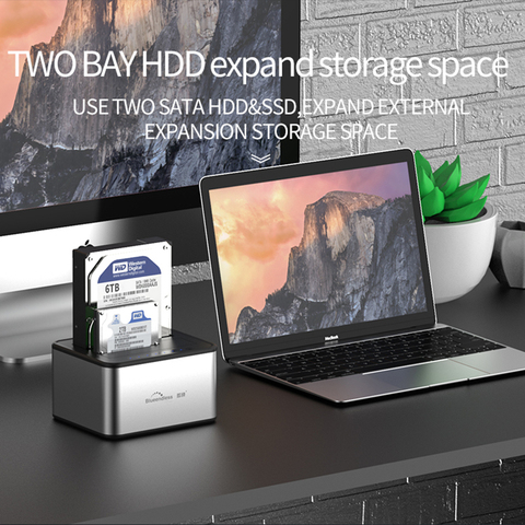 Hot Sale Hdd Box 3.5 Reader 2-Bay Sata Usb 3.0 Hdd Usb Adapter for 6tb Hot Swap 3.5/2.5