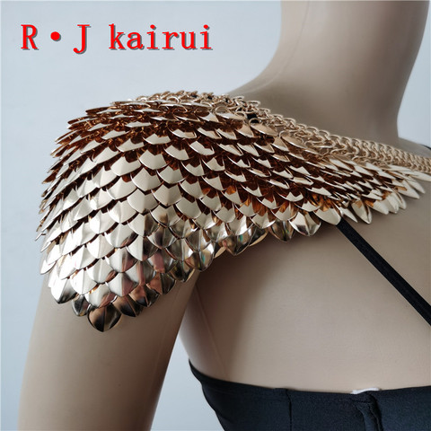 New Fashion Scalemail Mermaid Gold Fish Scales Shoulder Chains Layers Scale Chainmail Gold Single Fish Scale Shoulder Jewelry ► Photo 1/6