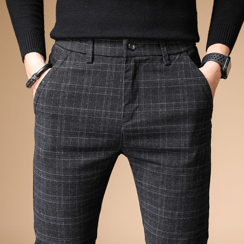 2022 Autumn Upscale Men Casual Pants Thick Cotton and Linen Male Pant Straight Trousers Business Plus Size 38 ► Photo 1/6