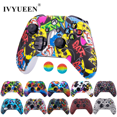 IVYUEEN Silicone Protective Skin Case for XBox One X S Controller Protector Water Transfer Printing Camouflage Cover Grips Caps ► Photo 1/6