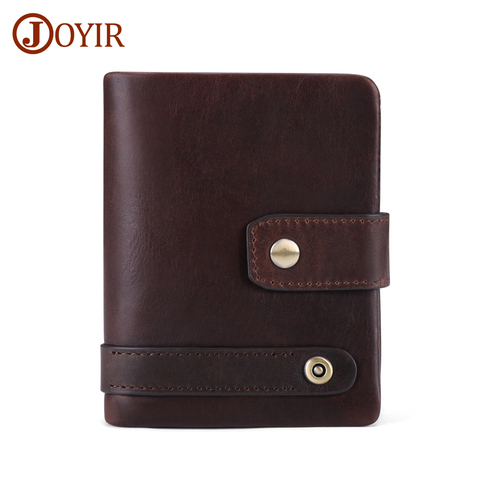 JOYIR Genuine Leather Men Wallet RFID Vintage Crzay Horse Leather Wallet With Coin Pocket Short Wallets Card Holders Man Purse ► Photo 1/1