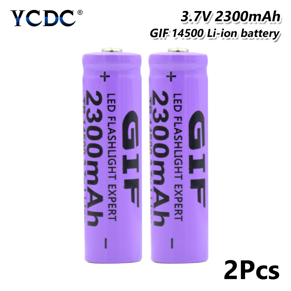 4 pcs/Set Purple 14500 3.7 V 2300 mAh Li-Ion Rechargeable Battery Replacement Battery for Flashlight Torch 
