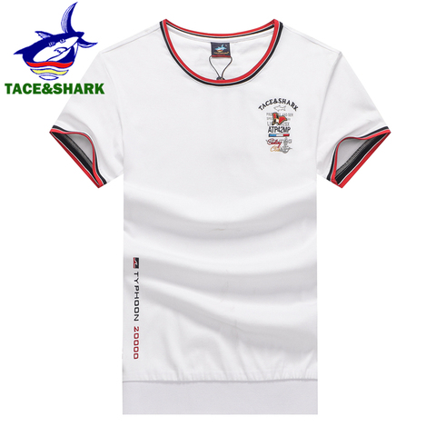 TACE&SHARK 2022 Fashion T-shirts Casual Cotton Military Camiseta Tops Embroidery Shark Short Sleeve T Shirt for Men Clothing ► Photo 1/6