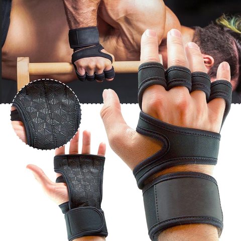 New 1 Pair Weight Lifting Training Gloves Women Men Fitness Sports Body Building Gymnastics Grips Gym Hand Palm Protector Gloves ► Photo 1/6