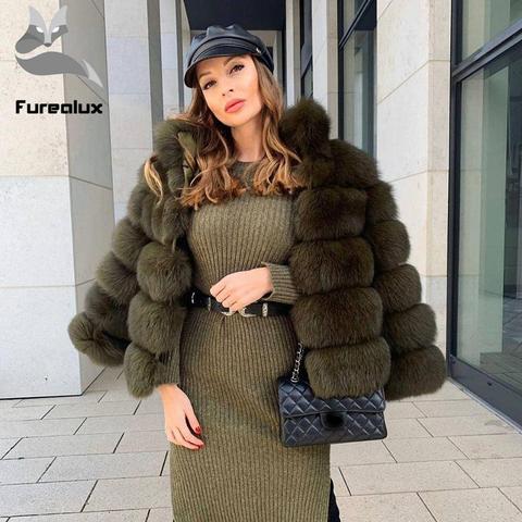 Wholeskin Fox Fur Coats Warm Thick Fur Jackets Winter Overcoats