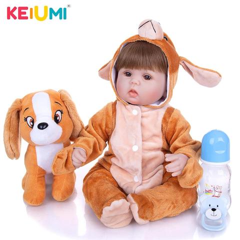 KEIUMI 17 Inch Lifelike Reborn Girl Doll Soft Silicone 42 cm Cotton Body Realistic Baby Toy Ethnic Doll For Kids Birthday Gifts ► Photo 1/6