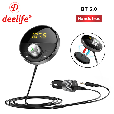 Deelife Bluetooth AUX Adapter in Car Handsfree Kit BT 5.0 Audio Receiver for Auto Phone Hands Free Carkit FM Transmitter ► Photo 1/6