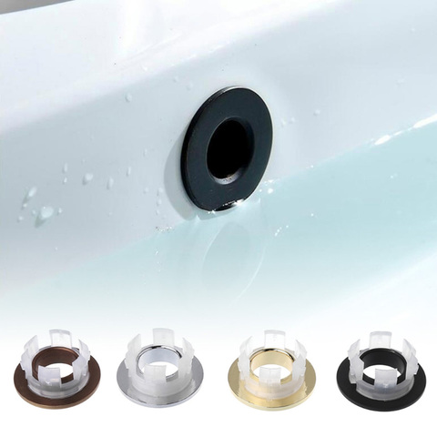 1Pcs Sink Hole Round Overflow Cover Copper Insert Chrome Basin Sink overflow Cover Bathroom Basin Faucet Insert Chrome Ring ► Photo 1/5