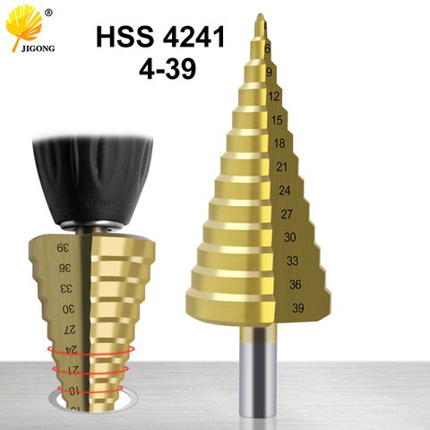 4-39 mm HSS Titanium Coated Step Drill Bit Drilling Power Tools for Metal High Speed Steel Wood Hole Cutter Cone Drill ► Photo 1/6
