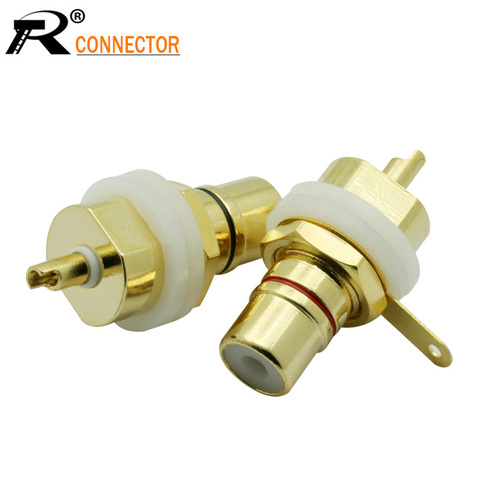 2Pcs/1Pair High quality Rhodium/Gold Plated Copper CMC RCA Female Terminal Jack Socket AV Audio Video RCA wire Connector ► Photo 1/6