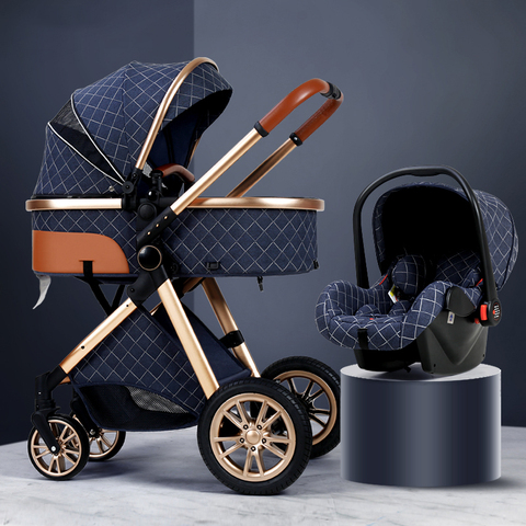 Luxury Baby Stroller 3 in 1 High Landscape Baby Cart Can Sit Can Lie Portable Pushchair Baby Cradel Infant Carrier Free Shipping ► Photo 1/6