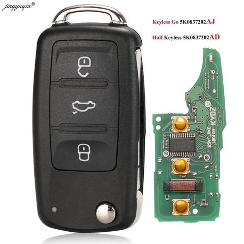 jingyuqin Keyless go 5K0837202AJ 5K0837202AD 3 Buttons Remote Key for VW Caddy Eos Golf Jetta Beetle Polo Tiguan Touran ► Photo 1/5