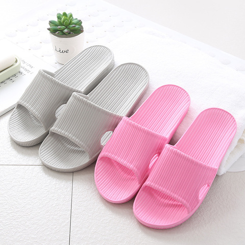 New Slippers Summer Floor Skid Proof Home Slippers Soft Indoor Couple Family Stripe Flat Bathroom Bath Sandal Slippers Women ► Photo 1/6