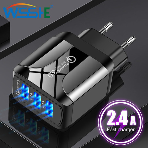 USB Mobile Phone Chargers Universal Adapter 5V Travel 3 USB Port Power Supply Charger PC UK/EU/US QC3.0 For iPhone Xiaomi Huawei ► Photo 1/6