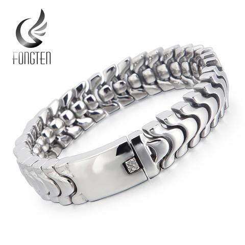 Fongten High Polished Classic Gothic Bracelet Steel Snake Chain Punk Men Shiny Bangle Bracelets Trendy Jewelry ► Photo 1/6