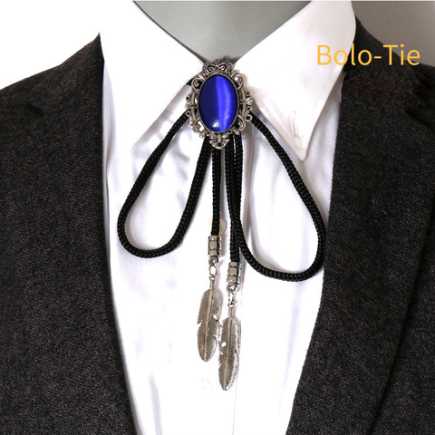 Woolen Rope Bolo Bow Tie Men's Casual Banquet Party Suit Shirt Accessories Crystal Crown Leaf Pendant New Style Bolo Necktie ► Photo 1/6