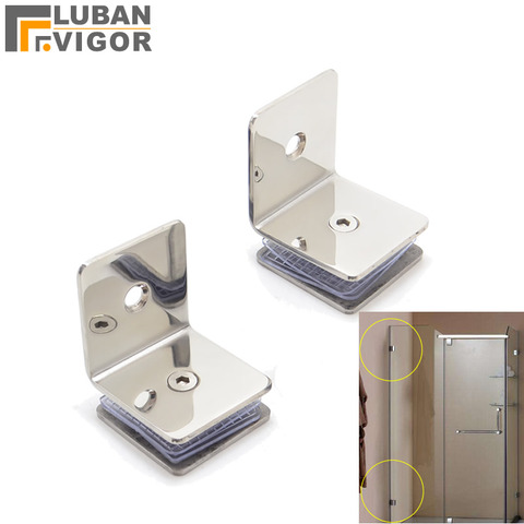 304 Stainless steel 90-degree glass clamp,Glass partition holder,mirror polishing,fix glass on the wall,bathroom accessories ► Photo 1/5