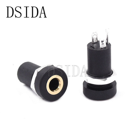 5PCS PJ392A 3.5MM Audio Jack Socket 3 Pole Black Stereo Solder Panel Mount Gold With Nuts PJ-392A ► Photo 1/5