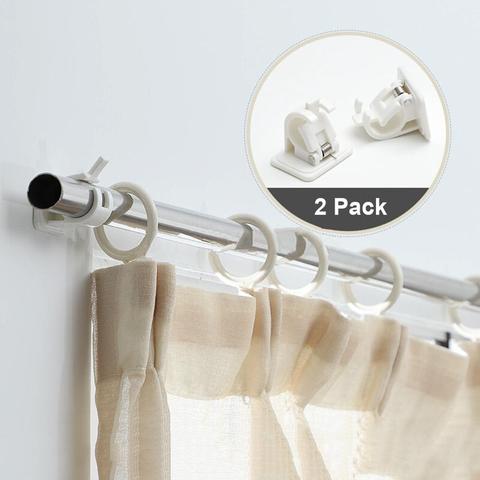 2pcs Self Adhesive Curtain Rods bracket Hanger Crossbar Clips Wall Hooks Curtain 
