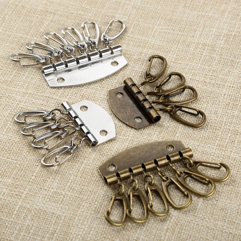 5pcs Compact Key holder Wallet Key Row Key Chain 4-6 Hooks Handmade Leather Craft Hardware DIY Accessories ► Photo 1/6