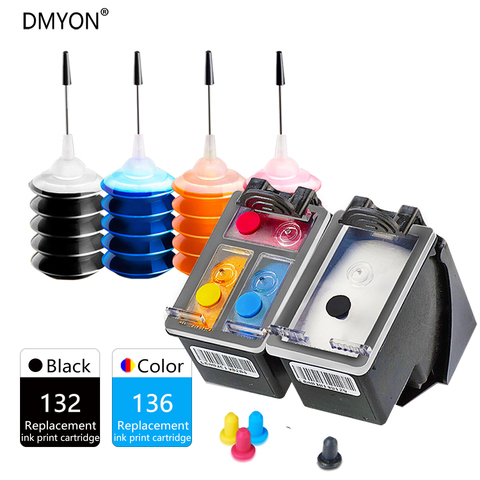 DMYON 132 136 XL Ink Cartridge Compatible for HP 132 136 for Photosmart 2573 C3183 1513 Officejet 6213 5443 D4163 1513 Printer ► Photo 1/6
