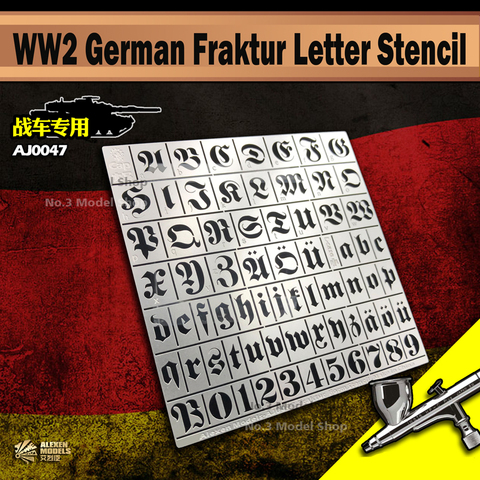 1/32 1/35 Military Model WW2 German Fraktur Letter Stencil Leakage Spray Board Tools Hobby Accessory ► Photo 1/4