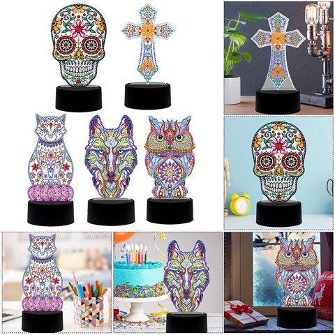 Diamond Painting LED Lamp Light  5D Diamond Embroidery Landscape Rhinestones DIY Diamond Christmas Halloween Night Light Gift ► Photo 1/6