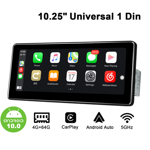 Joying 10.25inch Single Din Universal Android Car Radio Android10 GPS Navi Carplay Android-auto DSP SPDIF Optical Output 5G WiFi ► Photo 1/5