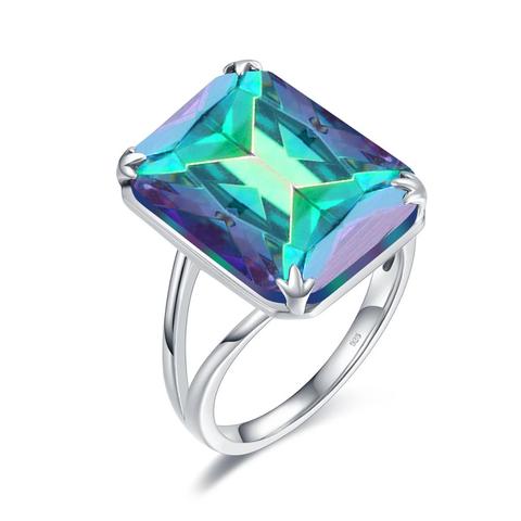 Silver 925 Ring Mystic Topaz Gemstone Engagement Ring Women Bohemia Rectangle 925 Sterling Silver Ring Anniversary jewelry Gift ► Photo 1/6