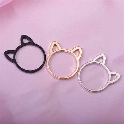 Woozu Cat Ear Ring Design Cute Fashion Jewelry Cat Ring For Women and Girl Gifts Adjustable charms Anel ► Photo 1/6
