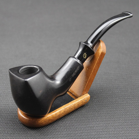 High Quality Handmade Ebony Wood Smoke Tobacco Smoking Pipe Set Durable Wooden Pipe + Pouch + Holder + 10pc 9mm Pipe Filter 403 ► Photo 1/6