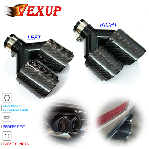 1 PCS Car Carbon Fiber Gloss Black Muffler Tip Y Shape Double Exit Exhaust Pipe Mufflers Nozzle Decoration Universal Stainless ► Photo 1/6