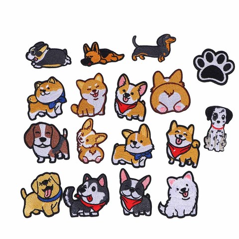 Corgi / Dachshund / Husky Embroidery Patches For Clothing Cute Dog Animal Iron-On Patches On Clothes ► Photo 1/1