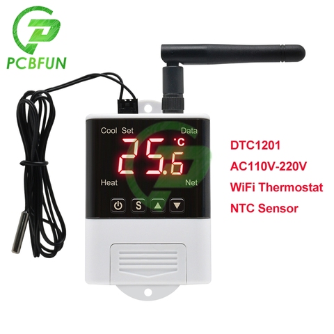 DTC1201 WIFI Antenna Digital Temperature Controller Thermostat 220V 110V Heating Cool 10A/250V NTC Sensor Switch for Incubator ► Photo 1/6