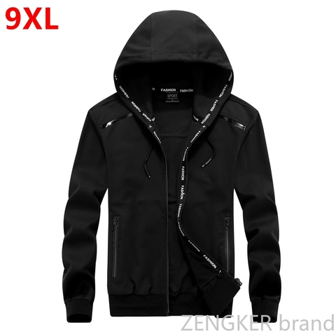 Big size men plus size men's hooded sport shirt jersey cotton zipper oversize students coat Sweatshirt men 9XL 8XL tracksuit men ► Photo 1/6