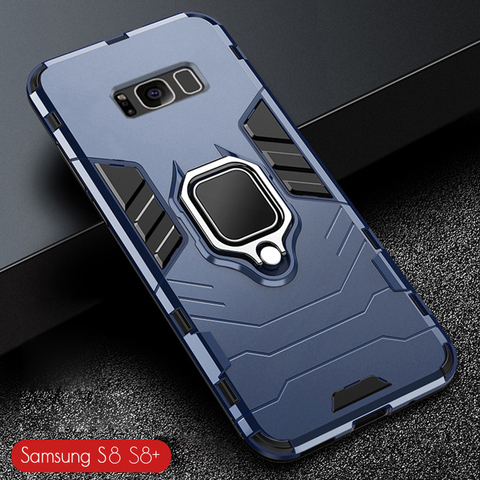 For Samsung Galaxy S8+ Case Armor PC Cover Metal Ring Holder Phone Case For Samsung S 8 S8 Plus Cover Shockproof Hard Bumper ► Photo 1/6