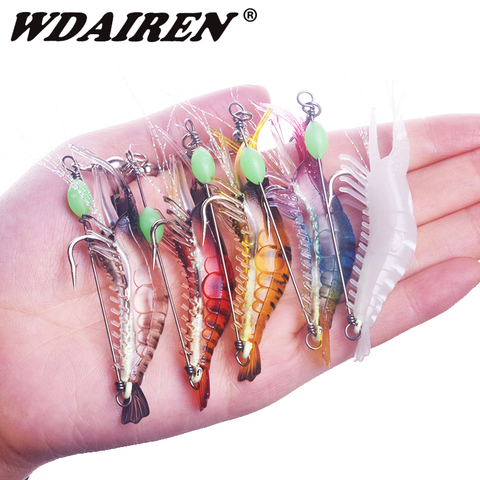 5pcs/lot Luminous Shrimp Soft Lure 7.5cm 5.5g Artificial Bait With Glow Hook Fishing Lures Swivels Anzois Sabiki Rigs bait Pesca ► Photo 1/6