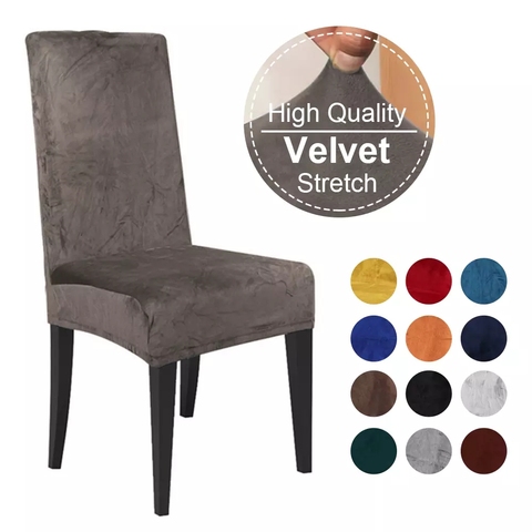 2022 New Velvet Dining Chair Covers Spandex Elastic Chair Slipcover Dining Room Chair Covers Stretch Seat Case for Hotel Banquet ► Photo 1/6