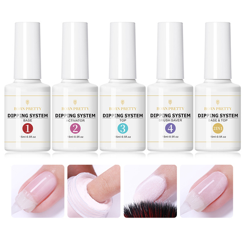 BORN PRETTY 7ml 15ml Dipping Nail Powder System Liquid Base Top Coat Activator Brush Nail Art Natural Dry Without Lamp Cure ► Photo 1/6